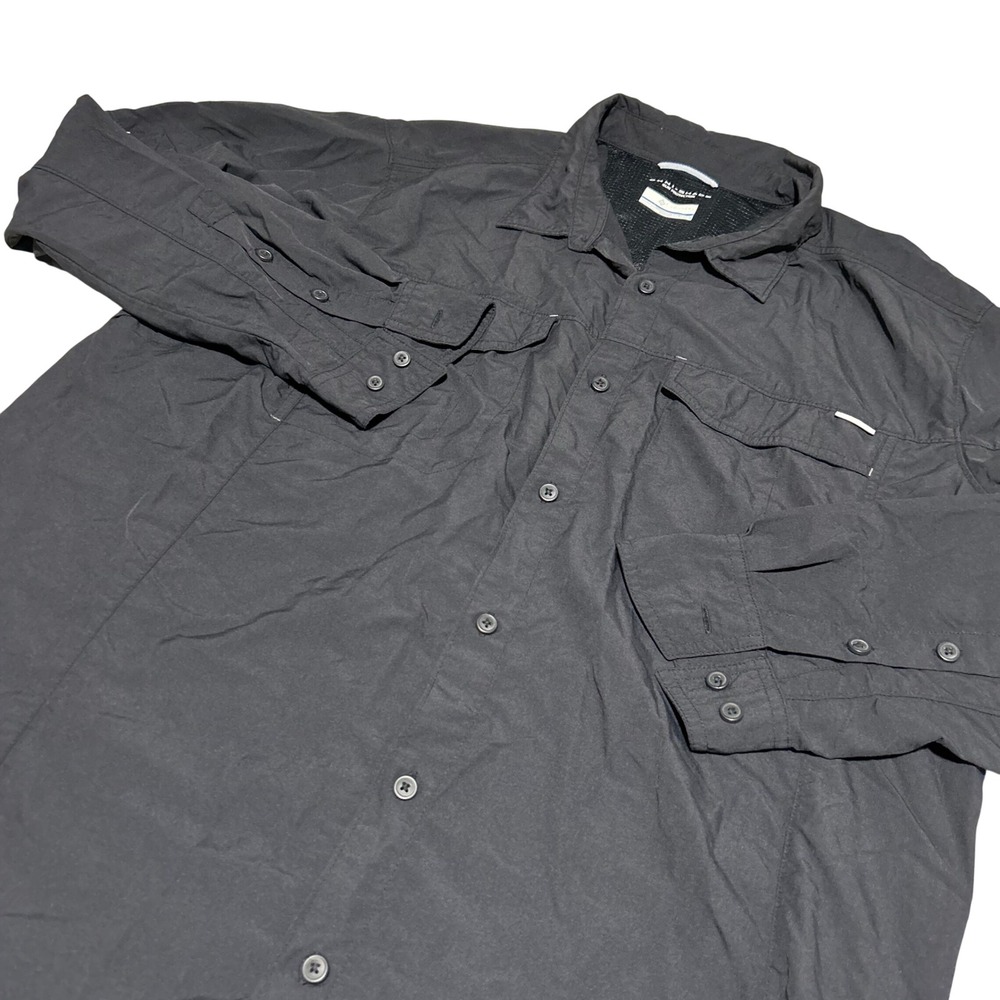 Columbia Omni-Shade Shirt Mens XL Black Long Sleeve Vented Hiking Fishing